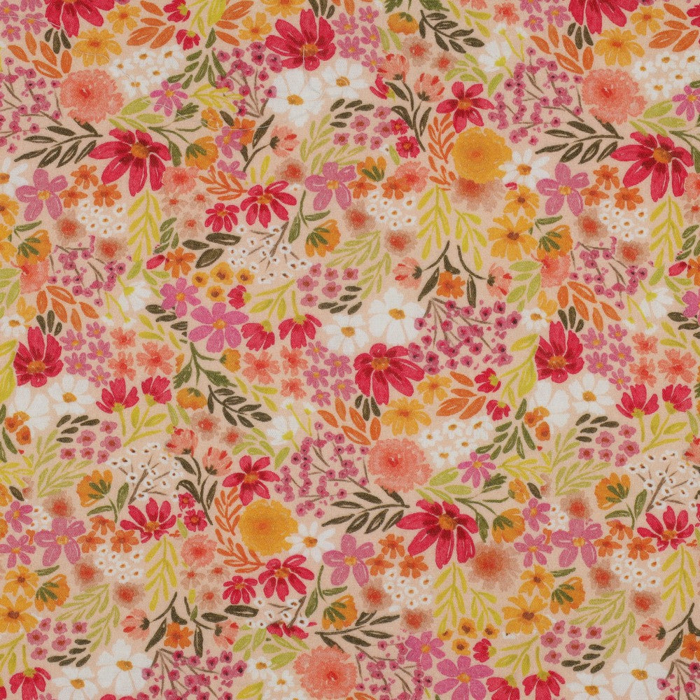 Musselin Digitaldruck Blumen