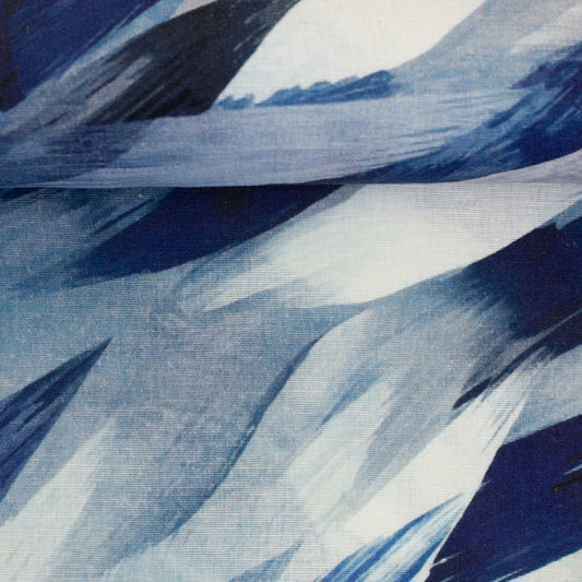 Baumwoll - Leinengemisch "Adria blau/ weiß"- Swafing