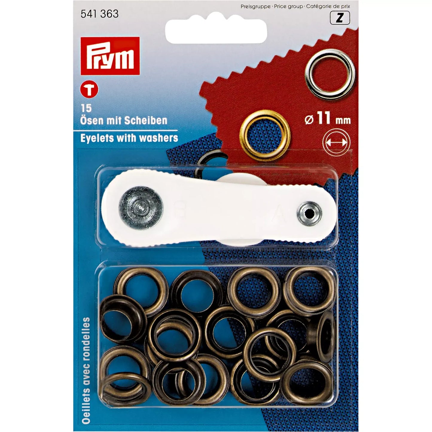 Ösen und Scheiben, 11mm, altmessing