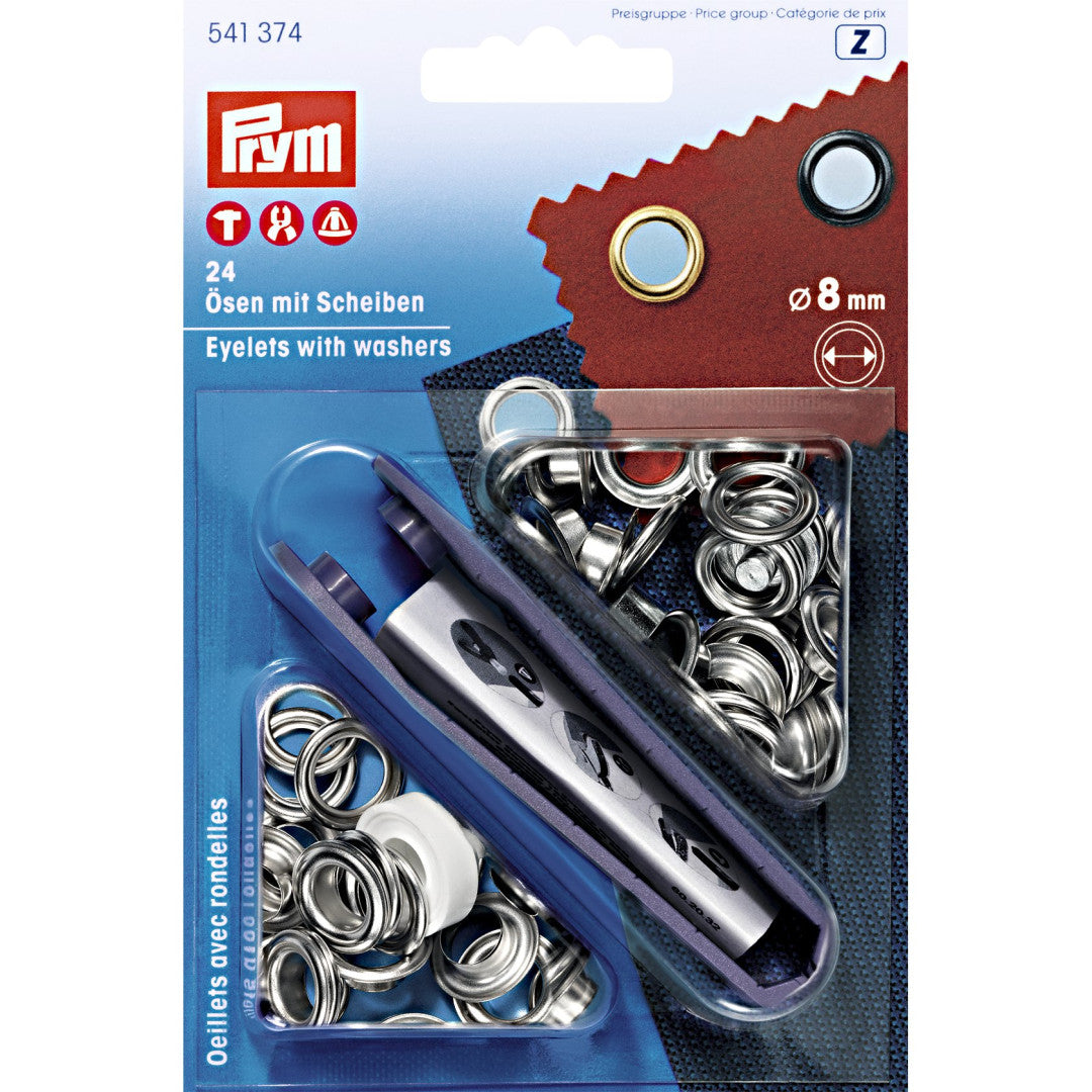 Ösen und Scheiben, 8,0mm, silberfarbig