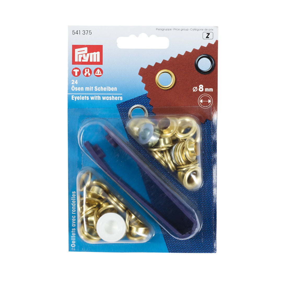 Ösen und Scheiben, 8,0mm, goldfarbig