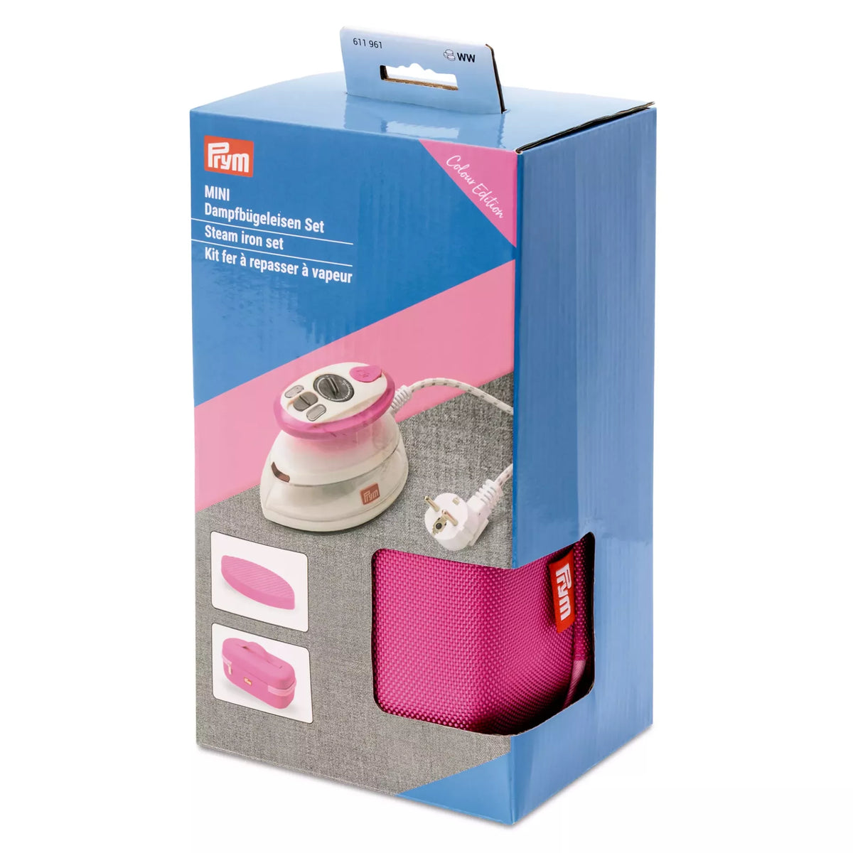 Dampfbügeleisen MINI Set, pink, mit Euro-Schuko-Stecker