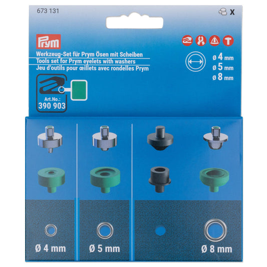 Werkzeug-Set für Prym Ösen mit Scheiben, 4, 5 und 8 mm