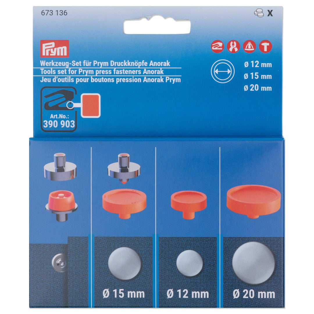 Werkzeug-Set für Prym Druckknöpfe Anorak, 12, 15 und 20 mm