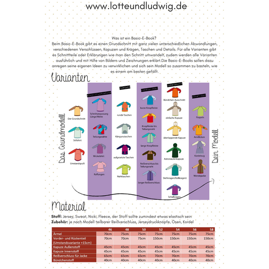 Papierschnittmuster "Mein BasicPulli Curvy" Gr. 46-58-Lotte&Ludwig