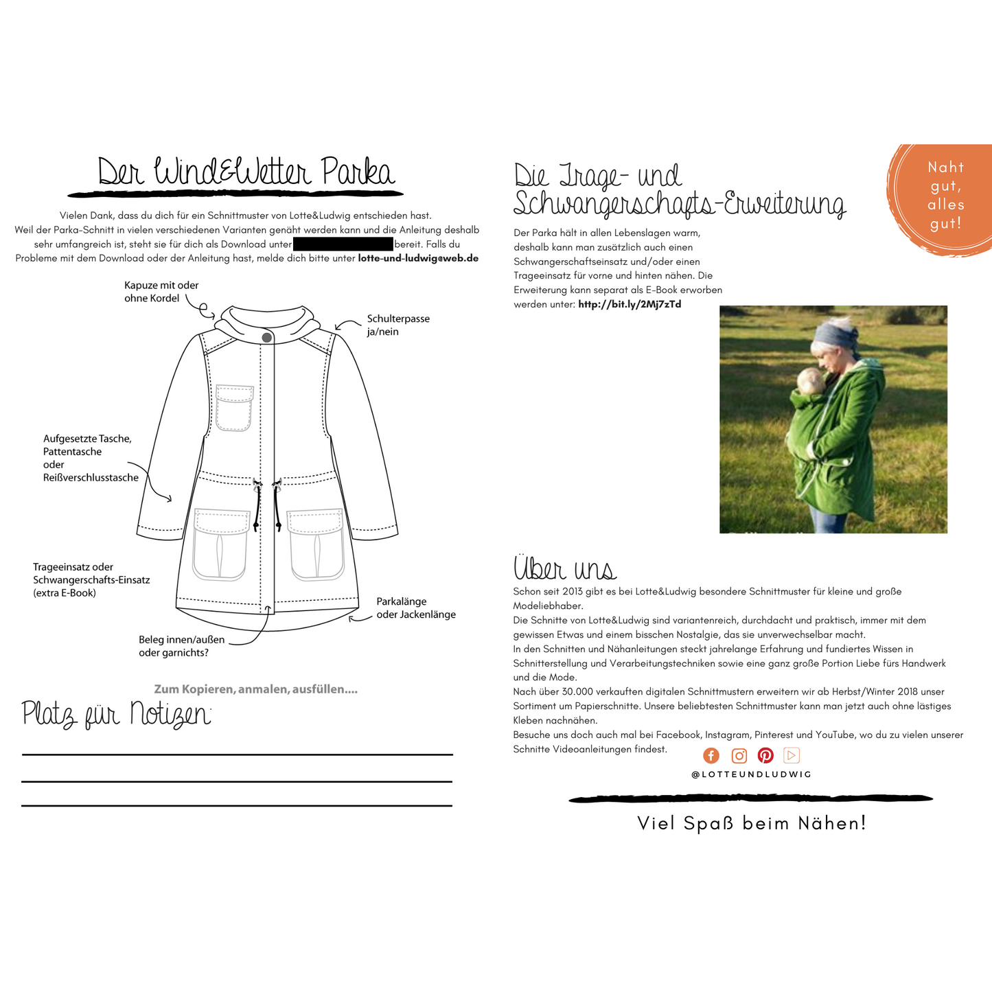 Papierschnittmuster "Mein Wind&Wetter Parka Curvy" Gr. 46-58 -Lotte&Ludwig