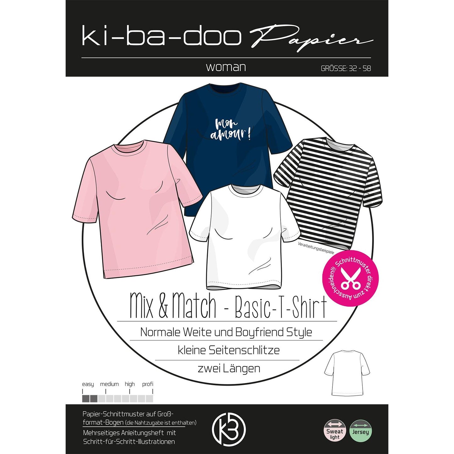 Papierschnitt Mix&Match Basic T-Shirt |Größe 32-58