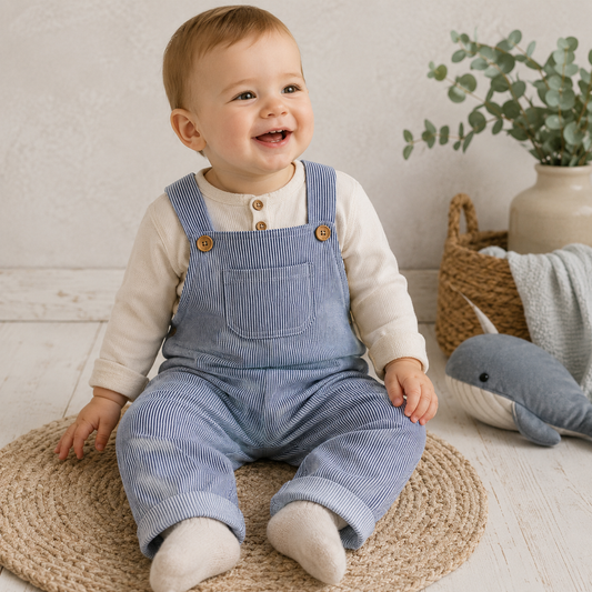 Yarn Dyed Denim Stripe - klassisch blau/ weiss