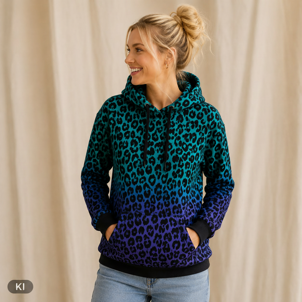 French Terry „Digitalprint Leo“ – trendiger Animal-Print mit modernem Farbverlauf