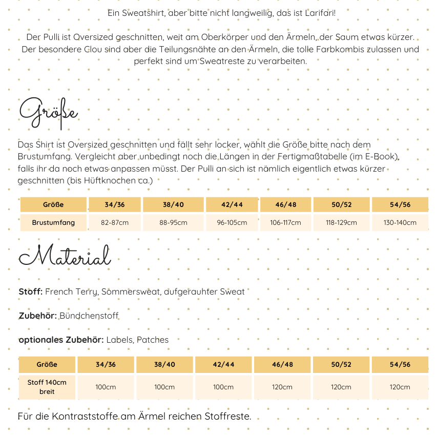 Papierschnittmuster "Larifari Damen" Sweatshirt mit besonderem Ärmel Gr.34/36-54/56 -Lotte&Ludwig