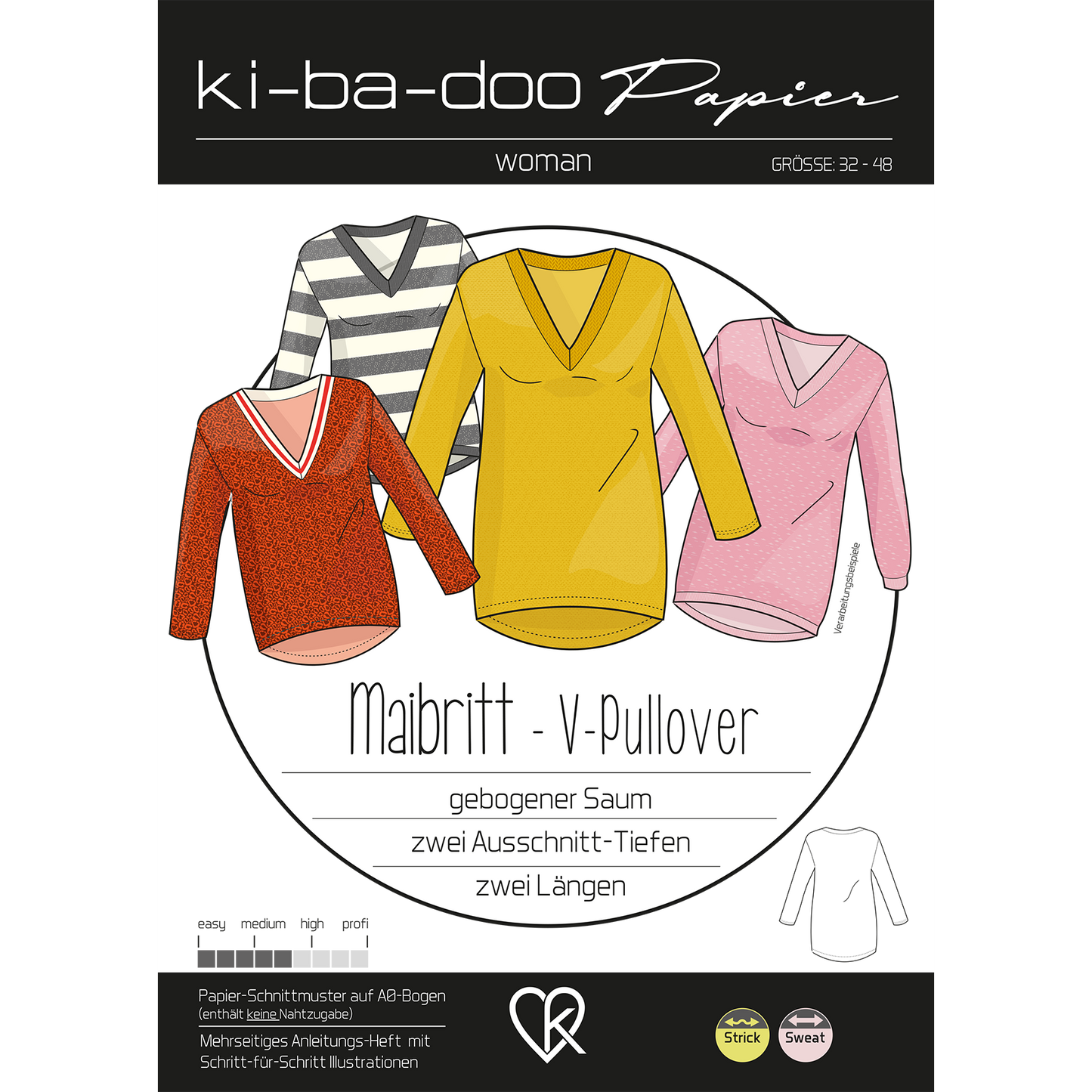 Papierschnitt Pullover Maibritt | Größe 32-48