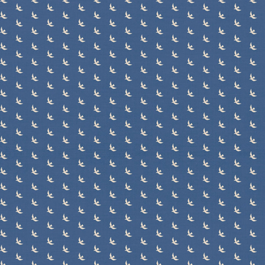 Baumwoll-Jacquard „Vogelflug“ – Blau & Creme