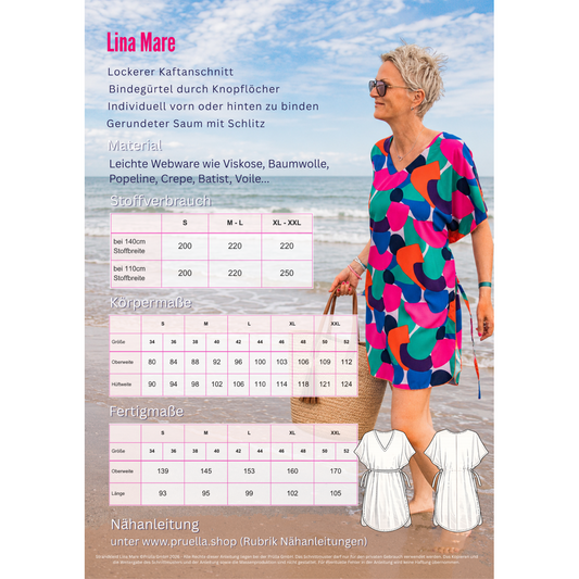 Papierschnittmuster Lina Mare – luftiges Strandkleid für Damen in den Größen S bis XXL.