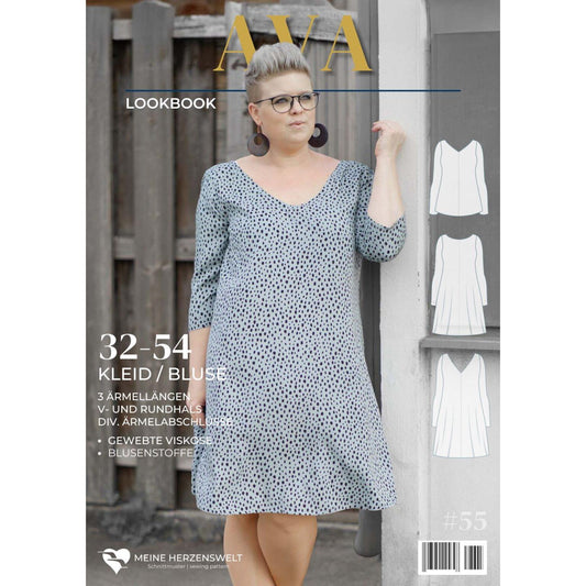 Kleid/Bluse Damen - Papierschnittmuster Gr. 32-54 - Ava