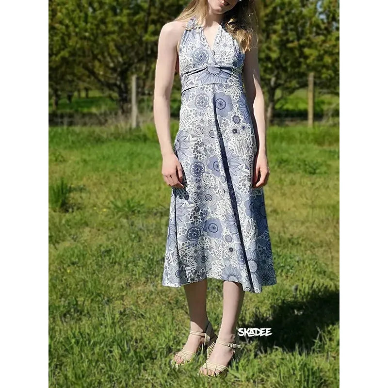 Bio-Baumwolljersey Sommerblumen Grau-Blau – Stoffonkel Susalabim