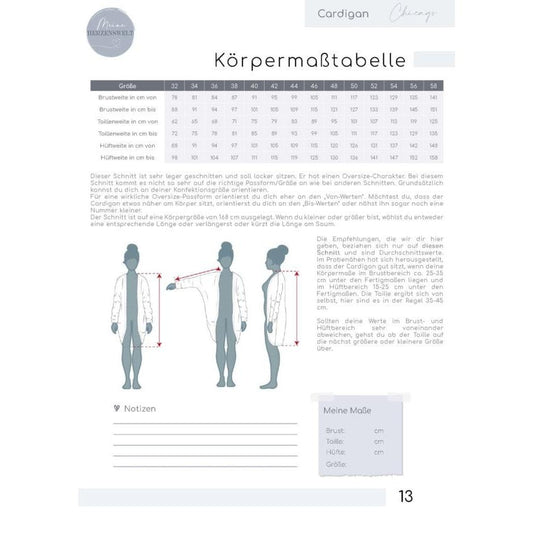 Chicago- Cardigan Damen – Papierschnittmuster Gr. 32-58