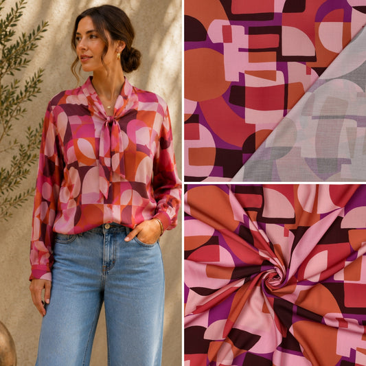 ECOVERO™ Viskose Retro Print – weich fließend & modern