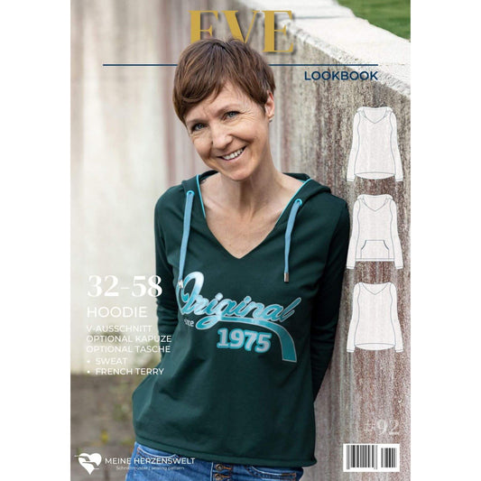 EVE- Hoodie mit V-Ausschnittt für Damen - Papierschnittmuster Gr. 32-58