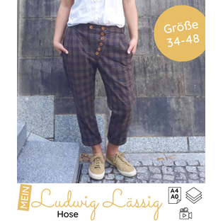 Schnittmuster Ludwig Lässig Chinohose Damen mit diagonaler Knopfleiste und schmalem Bein