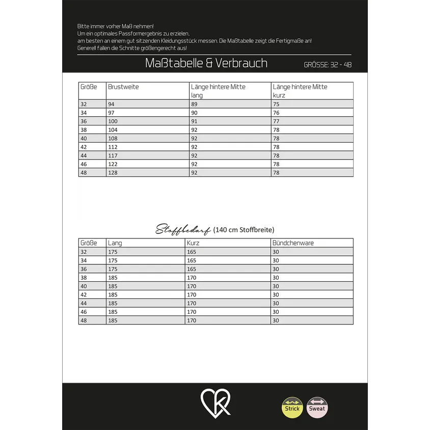 Papierschnitt Pullover Maibritt | Größe 32-48