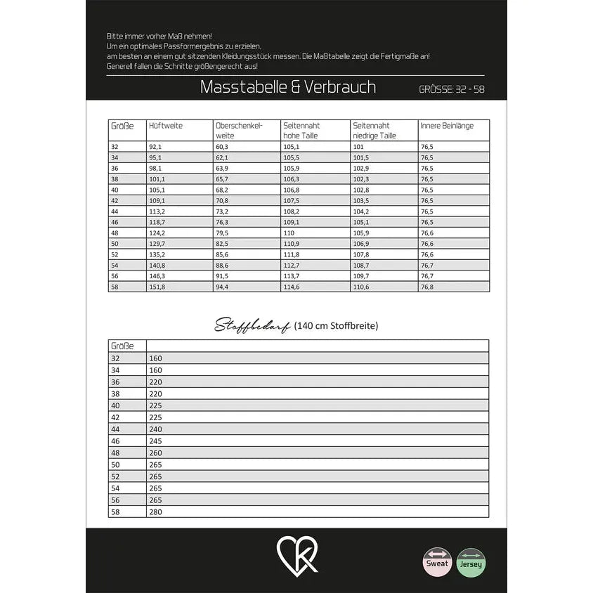 Papierschnitt Uda weite Jogginghose Track Pant | Größe 32-58