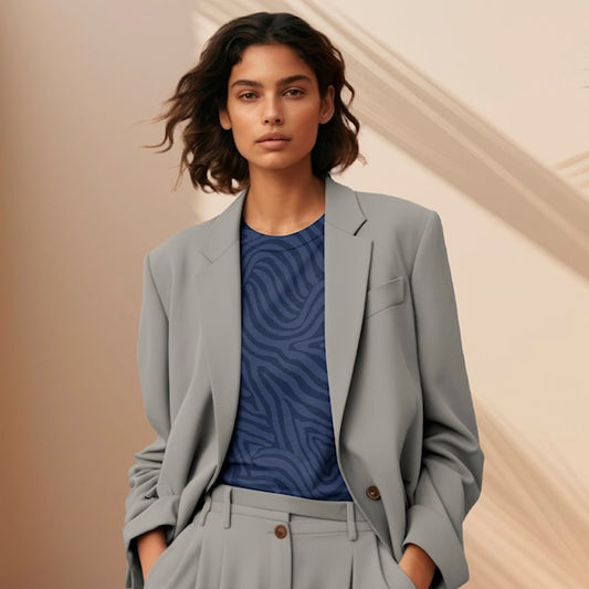 Viskosestoff blau mit abstraktem Wellenmuster von Light and Lush