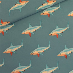 Sharks - M - French Terry - Staubiges Türkis - R