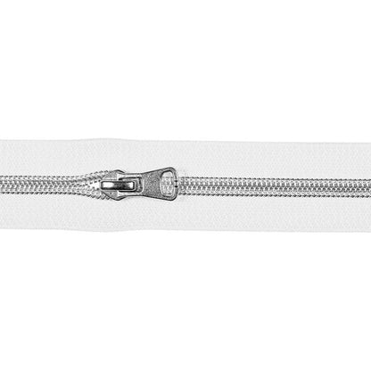 Endlosreißverschlusse 8mm Zähne incl aufgezogene Schieber-  silber