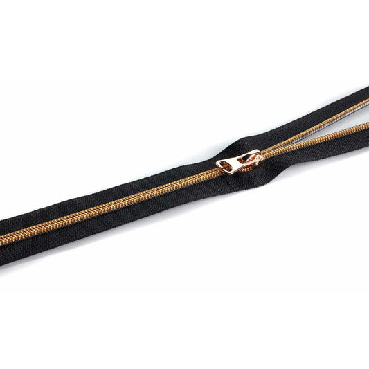 Endlosreißverschluss 8mm Zähne incl. aufgezogenen Schiebern- schwarz