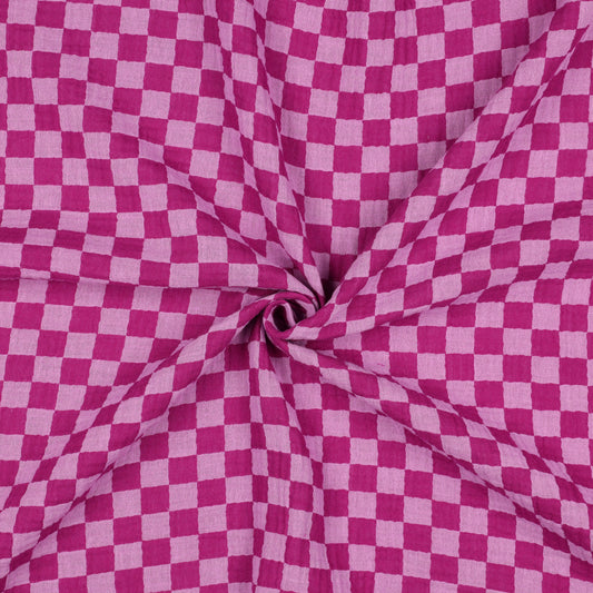 Musselin doppelseitig Karos- pink