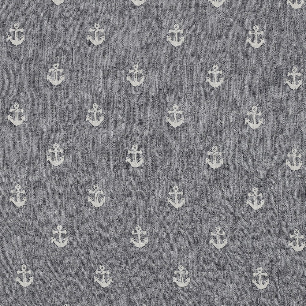 Musselin Jaquard Anker zweiseitig creme/ marineblau