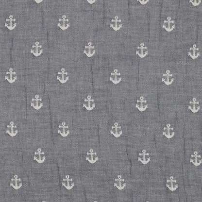 Musselin Jaquard Anker zweiseitig creme/ marineblau