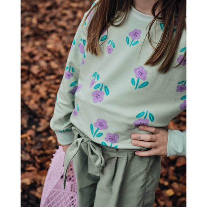 French Terry Blumen Mint – Sommersweat mit Blütenprint