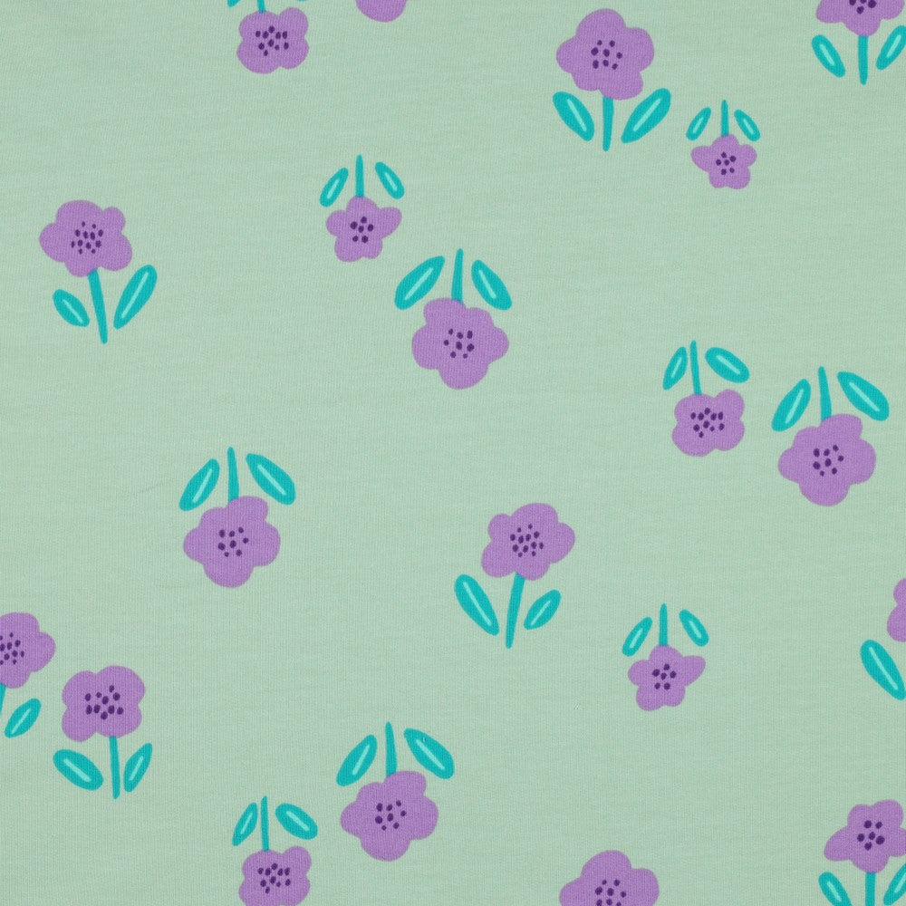 French Terry Blumen Mint – Sommersweat mit Blütenprint