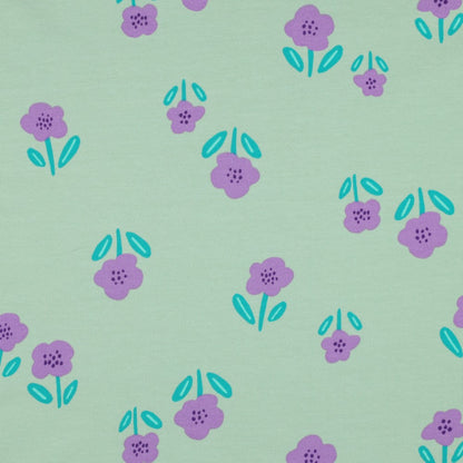 French Terry Blumen Mint – Sommersweat mit Blütenprint