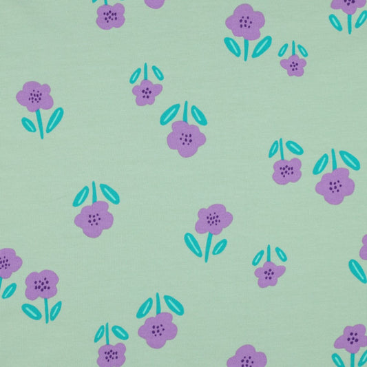 French Terry Blumen Mint – Sommersweat mit Blütenprint