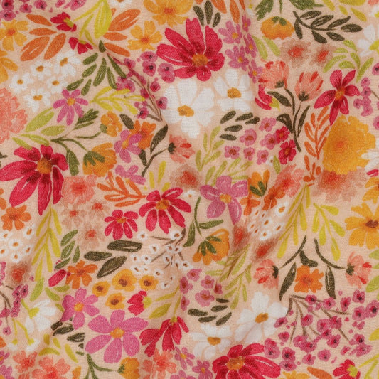 Musselin  Digitaldruck Blumen