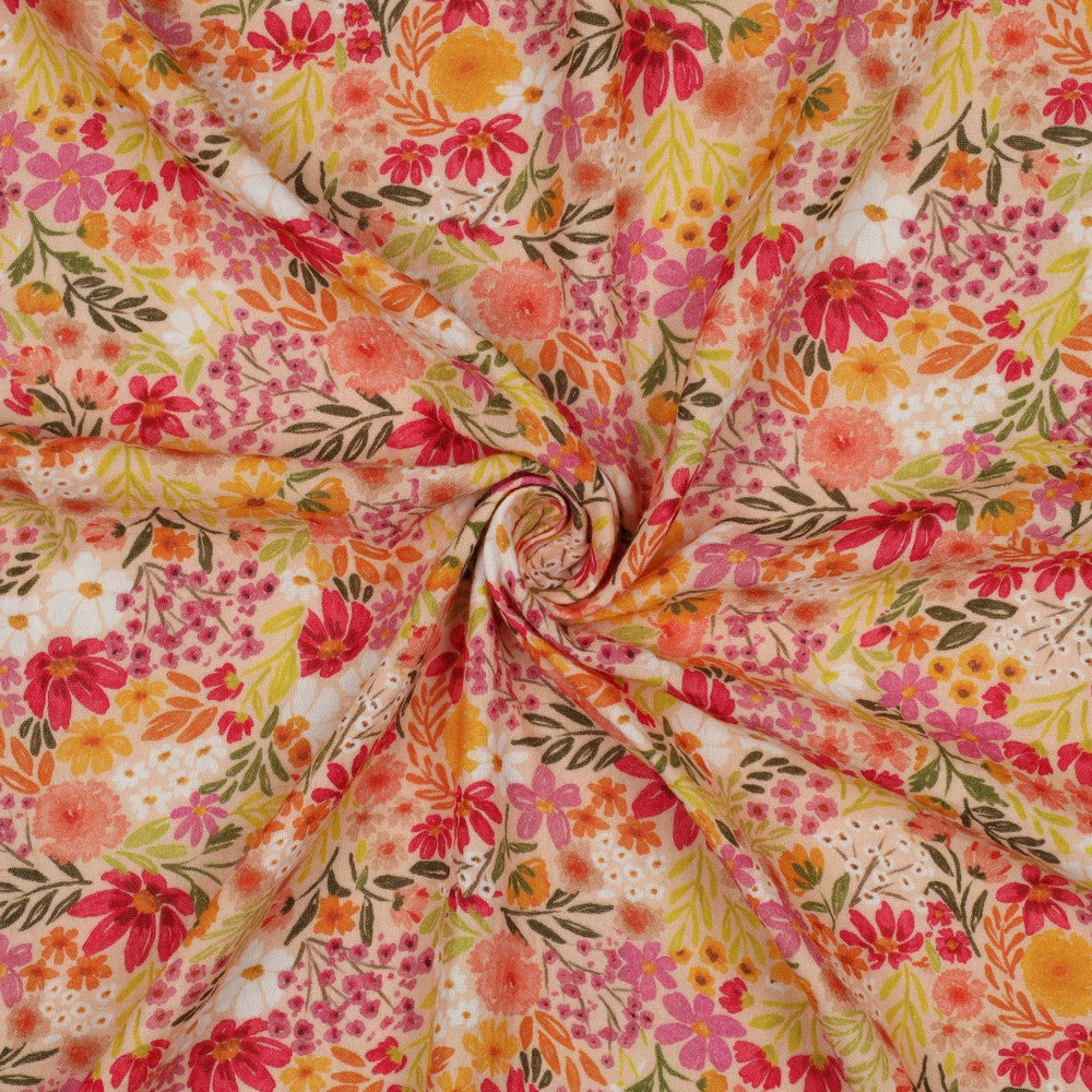 Musselin  Digitaldruck Blumen