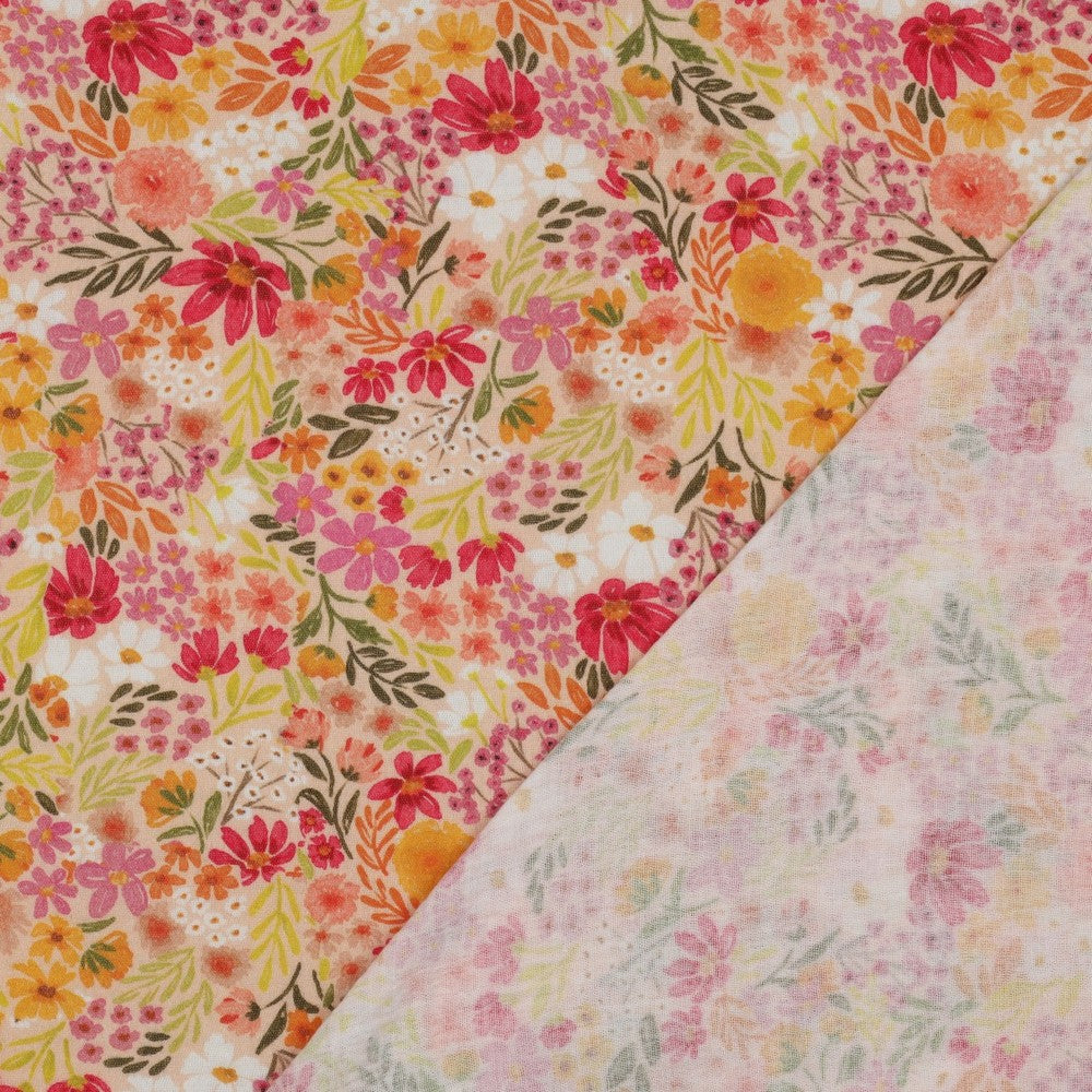 Musselin  Digitaldruck Blumen