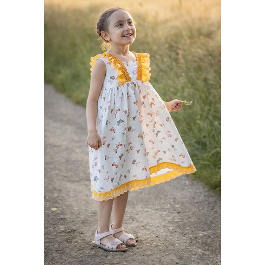 Musselin digitaldruck  Schmetterlinge - weiß