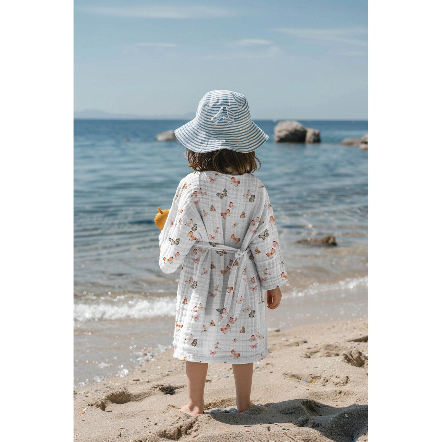 Musselin digitaldruck  Schmetterlinge - weiß