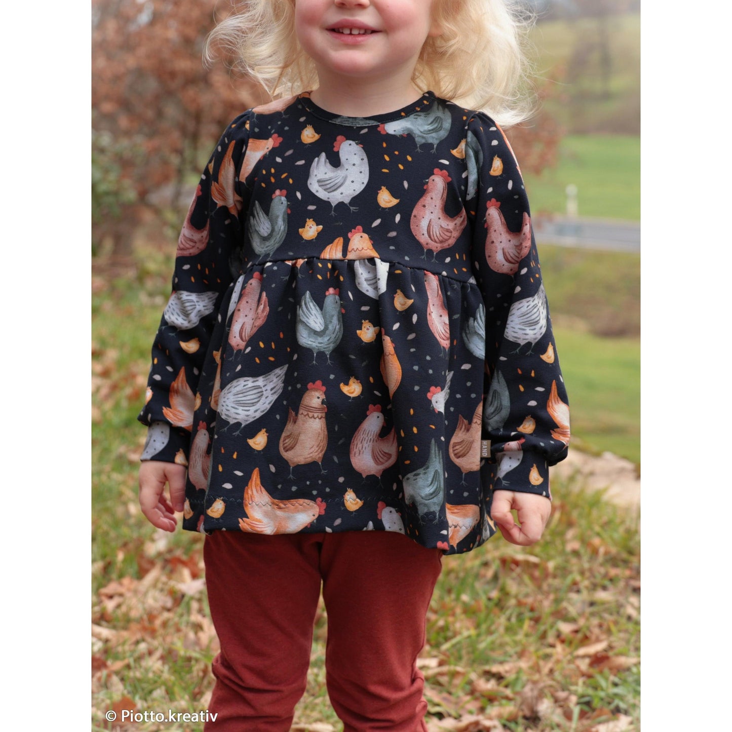 Baumwolljersey "Chicken by Hip Som Hap-blau" Swafing