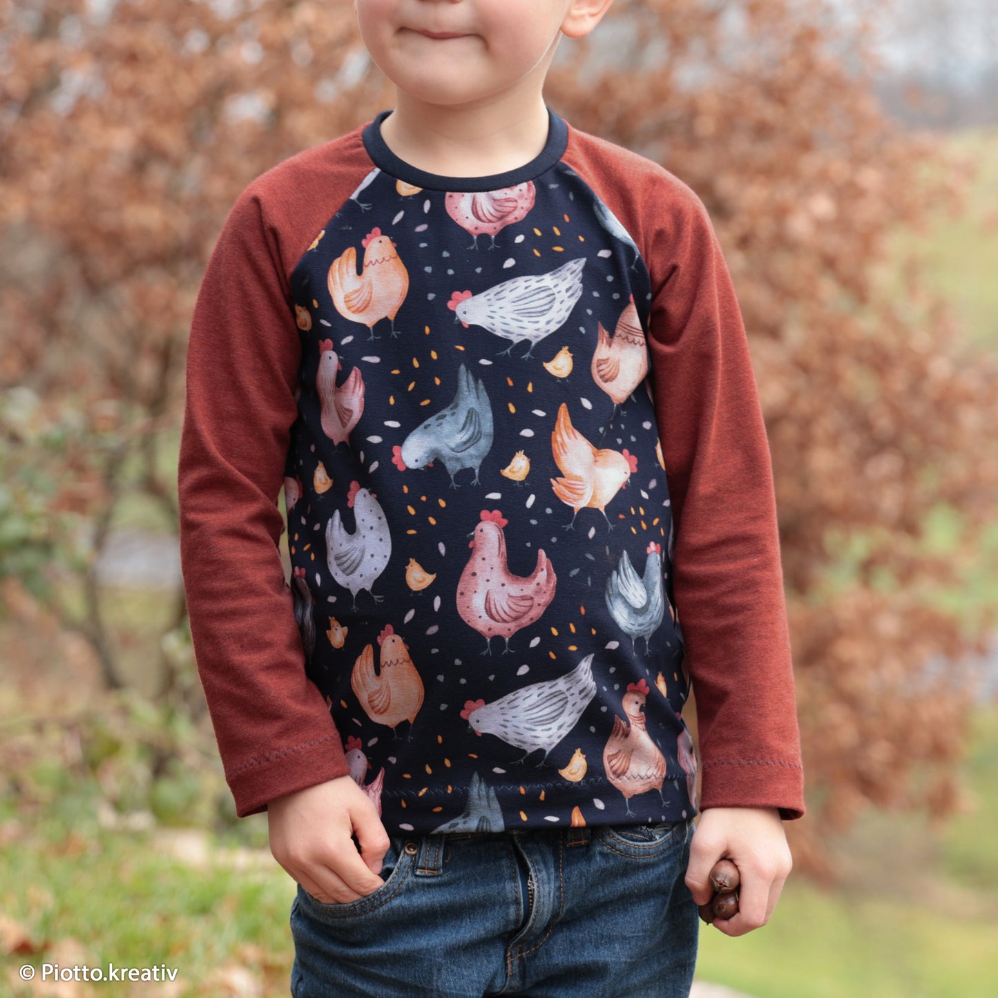 Baumwolljersey "Chicken by Hip Som Hap-blau" Swafing