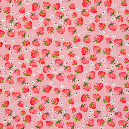 Baumwolljersey "Melody Erdbeeren rosa" Swafing