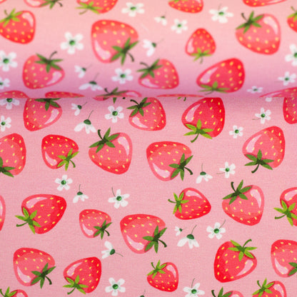 Baumwolljersey "Melody Erdbeeren rosa" Swafing