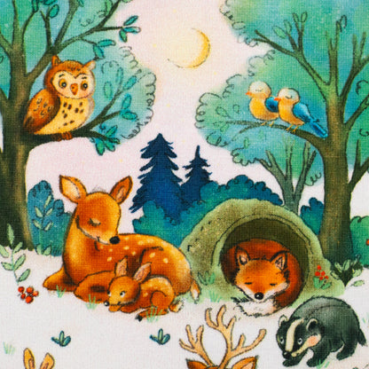 Baumwolljersey "Forest Animals- Waldtiere"- hellbeige