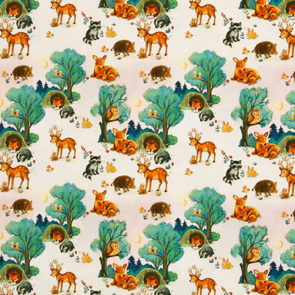 Baumwolljersey "Forest Animals- Waldtiere"- hellbeige