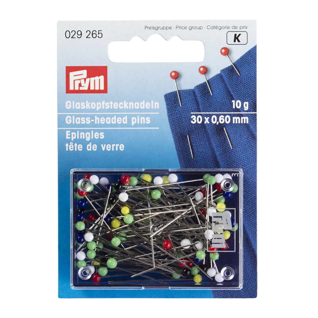 Glaskopfnadeln, 0,60 x 30mm, bunt, 10g