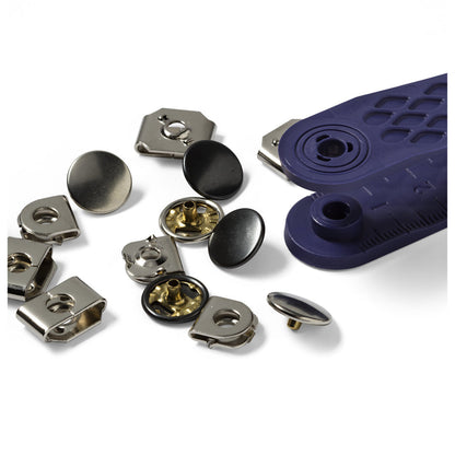 Nähfrei-Hosenhaken und Stege, 13mm, silberfarbig/brüniert