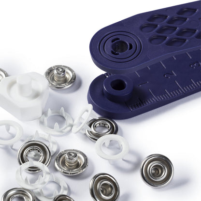 Nähfrei-Druckknopf "Jersey", Zackenring, 10mm, weiß